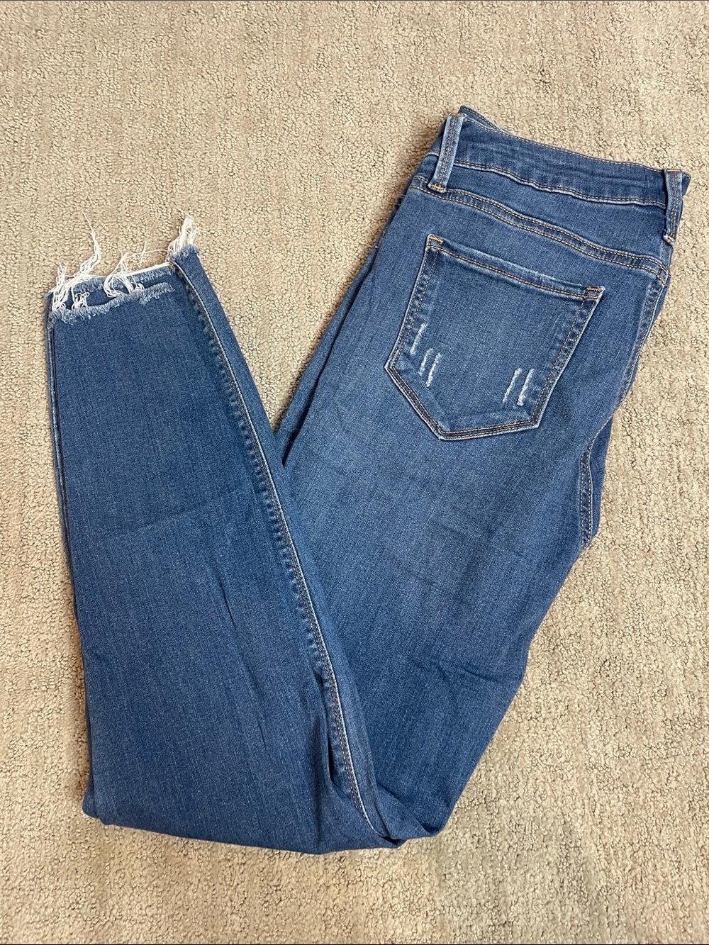 Cello Dark Blue Skinny Jeans with Raw Hem